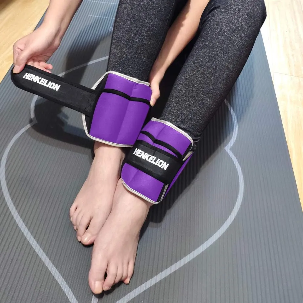 1 Pair 2 3 5 10 Lbs Adjustable Ankle Weights for Women Men Kids, Strength Training Wrist and Ankle Weights Sets for Gym, Fitness Workout, Running, Lifting - Black Grey Pink Blue Purple