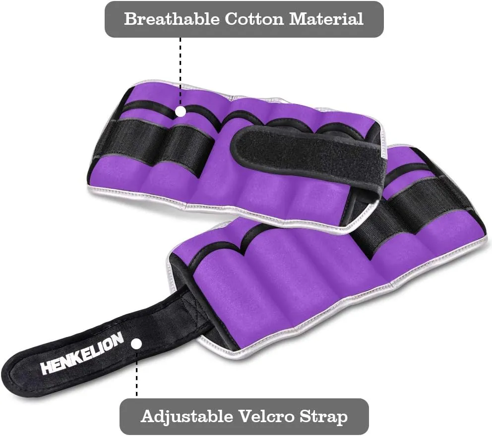1 Pair 2 3 5 10 Lbs Adjustable Ankle Weights for Women Men Kids, Strength Training Wrist and Ankle Weights Sets for Gym, Fitness Workout, Running, Lifting - Black Grey Pink Blue Purple
