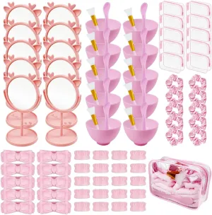 10 Sets sleepover party supplies for girls,Makeup Mirror Mask Bowl Brush Measuring Spoon, Headbands, Wristbands, Headbands, Makeup Bag, Perfect Spa Birthday Party Favours for Girls Night Out