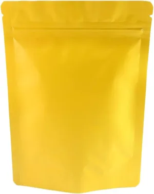 100 Double-Sided Color Stand-Up Food Storage Aluminum Mylar Resealable Pouch (6.3" x 9.1", Matte Gold Standup Bag)