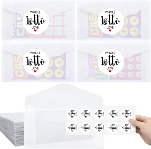 100 Kit Whole Lotto Favor Stickers with Clear Glassine Envelopes for Wedding Party Favors Lottery Ticket Envelopes Bachelorette Party Supplies