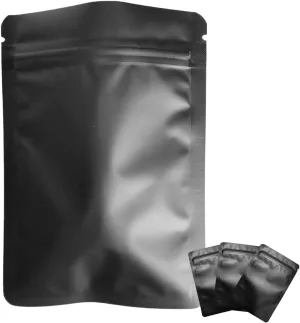 100 Pack Matte Black Mylar Bags - 5.5x7.8 Inches Resealable Smell Proof Foil Zipper Food Pouches - oz Sealable Flat Packaging Sample Pouch Bag