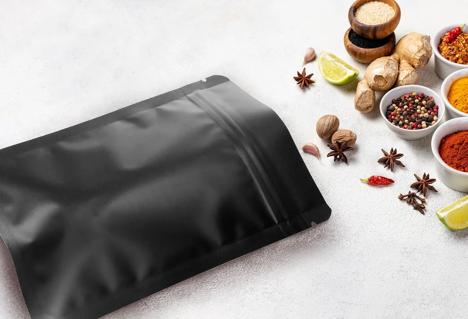 100 Pack Matte Black Mylar Bags - 5.5x7.8 Inches Resealable Smell Proof Foil Zipper Food Pouches - oz Sealable Flat Packaging Sample Pouch Bag