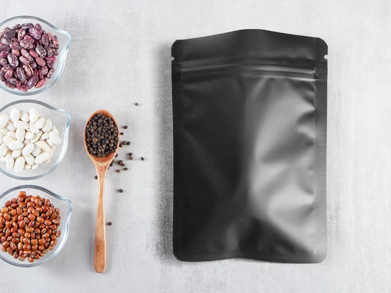 100 Pack Matte Black Mylar Bags - 5.5x7.8 Inches Resealable Smell Proof Foil Zipper Food Pouches - oz Sealable Flat Packaging Sample Pouch Bag