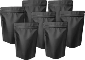 100 Pack Matte Black Mylar Stand Up Bags - 3.3x5.1 Inches Smell Proof Resealable Pouch Bag, Sealable Foil Packaging Zipper Pouches for Food Storage