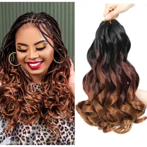 12 Inch French Curls Braiding Hair Extensions 40g/Pack Blonde Pre Stretched Spiral Curly Braids Curly Ends Synthetic Hair For Women (12 Inch,8 Packs,OT1B/33/30)