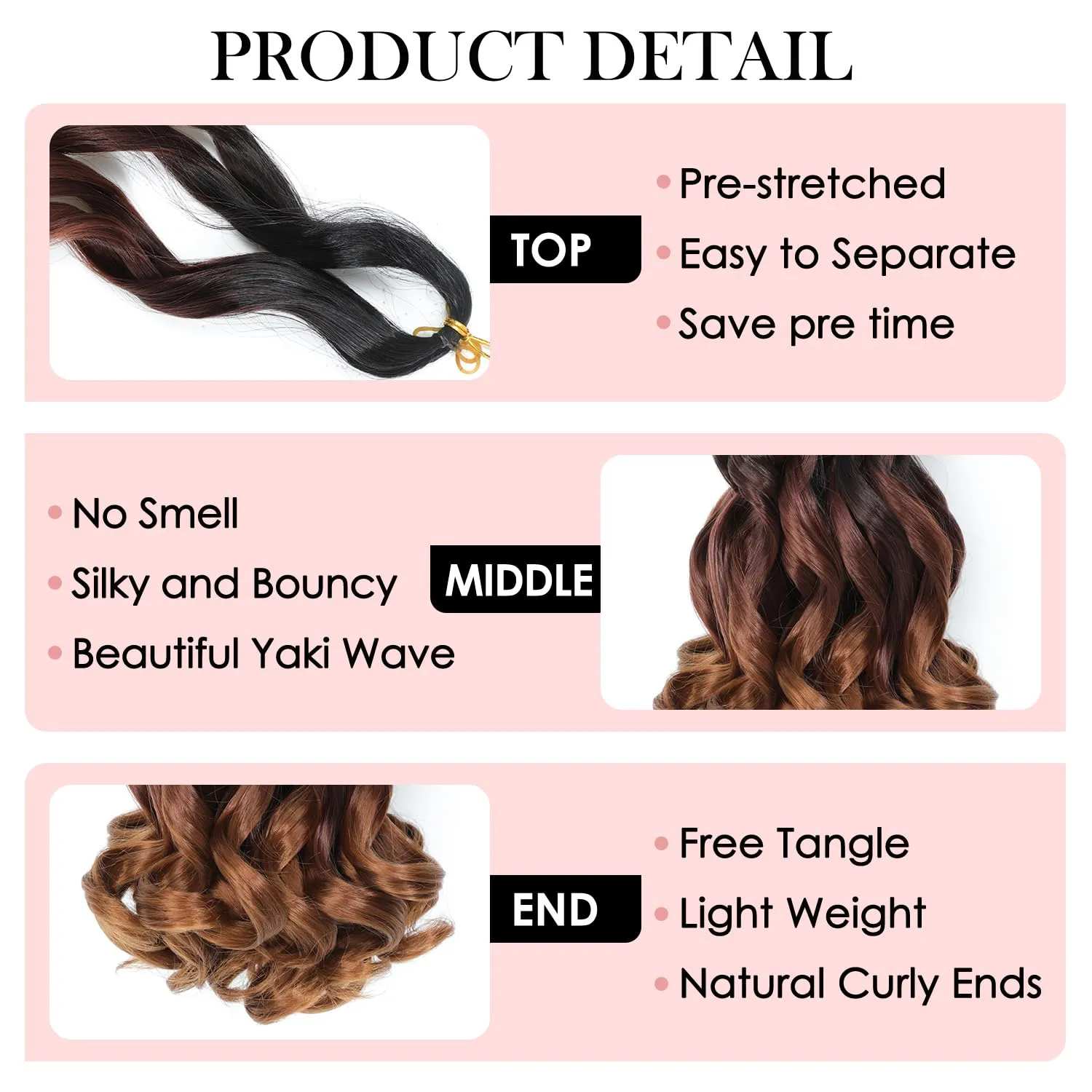 12 Inch French Curls Braiding Hair Extensions 40g/Pack Blonde Pre Stretched Spiral Curly Braids Curly Ends Synthetic Hair For Women (12 Inch,8 Packs,OT1B/33/30)