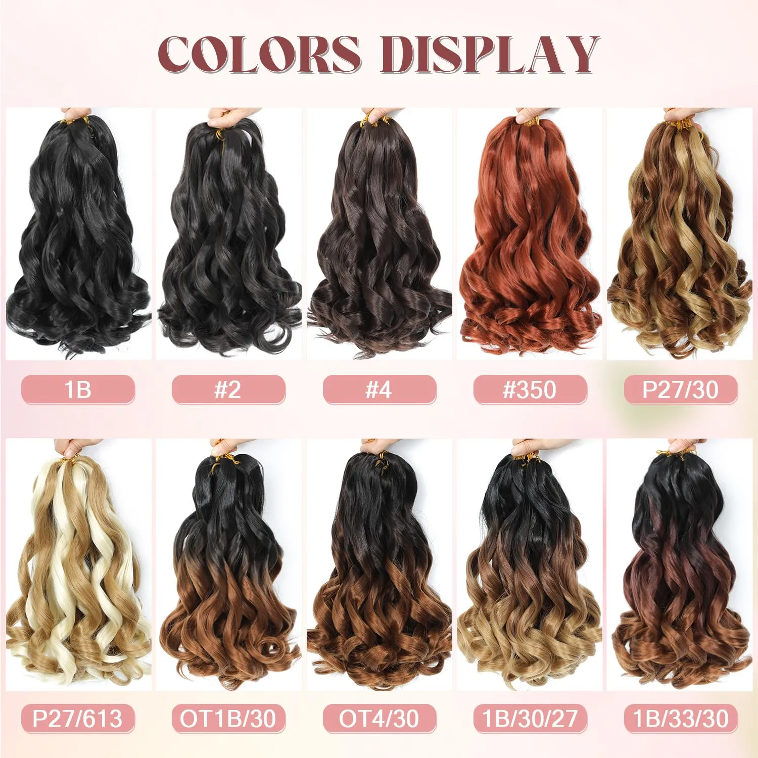 12 Inch French Curls Braiding Hair Extensions 40g/Pack Blonde Pre Stretched Spiral Curly Braids Curly Ends Synthetic Hair For Women (12 Inch,8 Packs,OT1B/33/30)