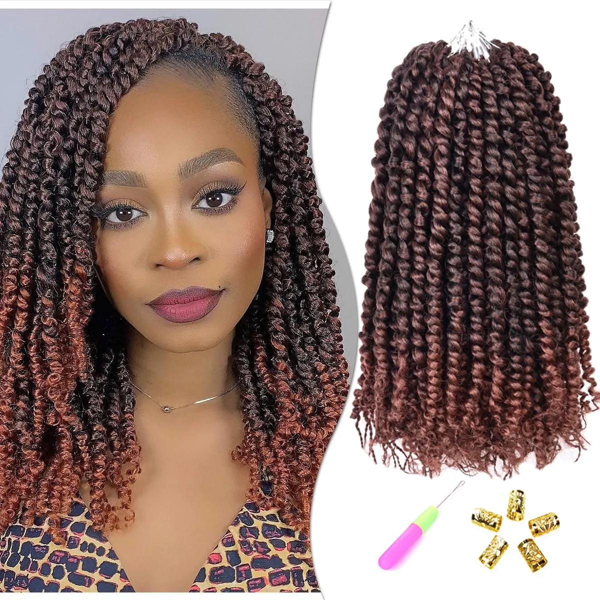 12 Inch Passion Twist Crochet Hair for Black Women 8 Packs Pre-twisted Passion Twists Crochet Braids Hair Pre-looped Bohemian Twists Synthetic Braiding Hair Extensions(12Strands/Pack,T350#)