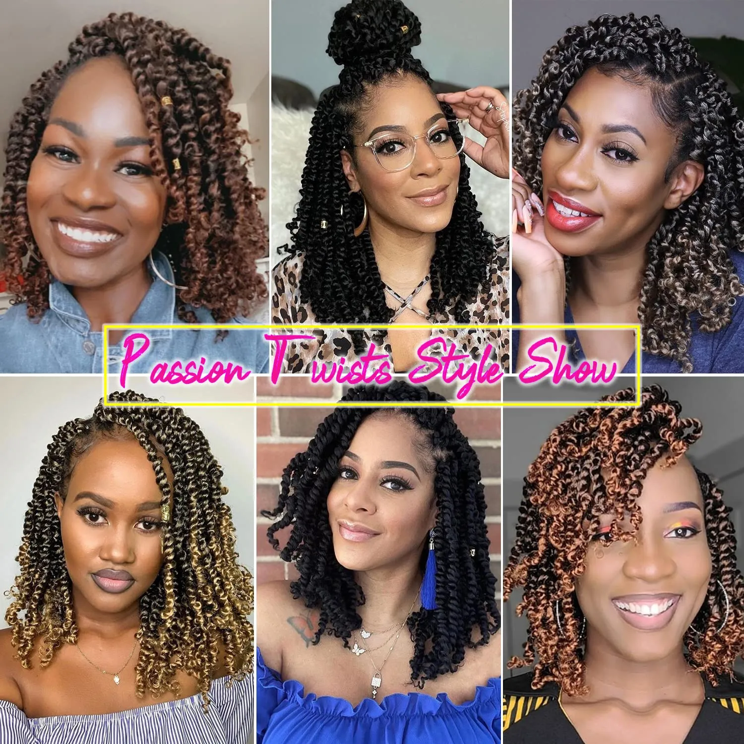 12 Inch Passion Twist Crochet Hair for Black Women 8 Packs Pre-twisted Passion Twists Crochet Braids Hair Pre-looped Bohemian Twists Synthetic Braiding Hair Extensions(12Strands/Pack,T350#)