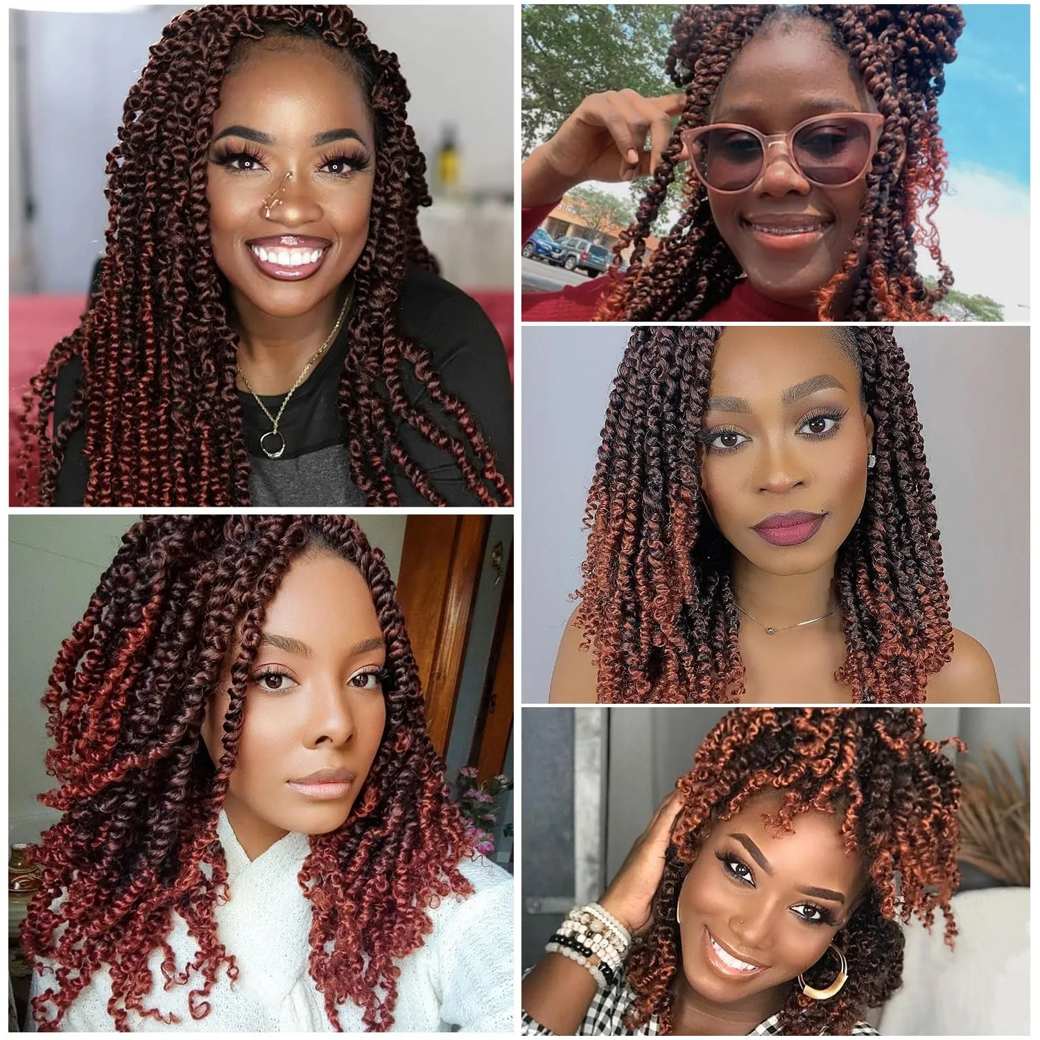 12 Inch Passion Twist Crochet Hair for Black Women 8 Packs Pre-twisted Passion Twists Crochet Braids Hair Pre-looped Bohemian Twists Synthetic Braiding Hair Extensions(12Strands/Pack,T350#)