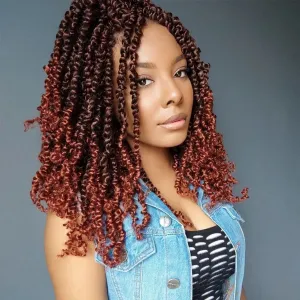12 Inch Passion Twist Crochet Hair for Black Women 8 Packs Pre-twisted Passion Twists Crochet Braids Hair Pre-looped Bohemian Twists Synthetic Braiding Hair Extensions(12Strands/Pack,T350#)