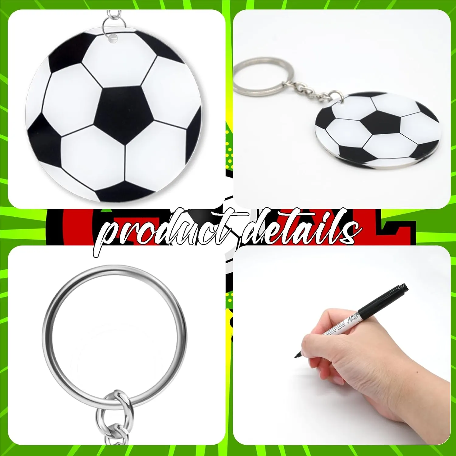 12 Pcs Baseball Acrylic Keychain bulk with 1 Black Marker for DIY Sports Party Favor