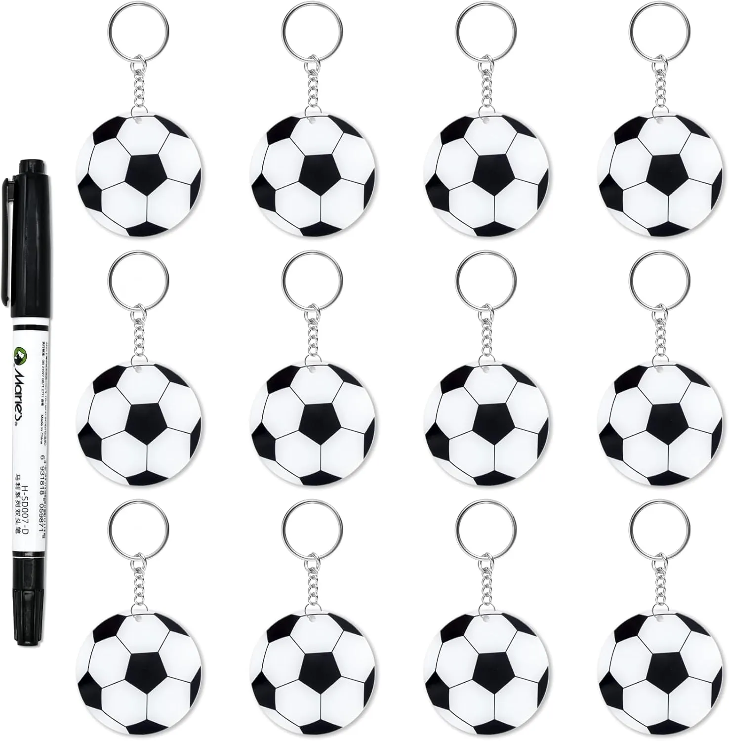 12 Pcs Baseball Acrylic Keychain bulk with 1 Black Marker for DIY Sports Party Favor