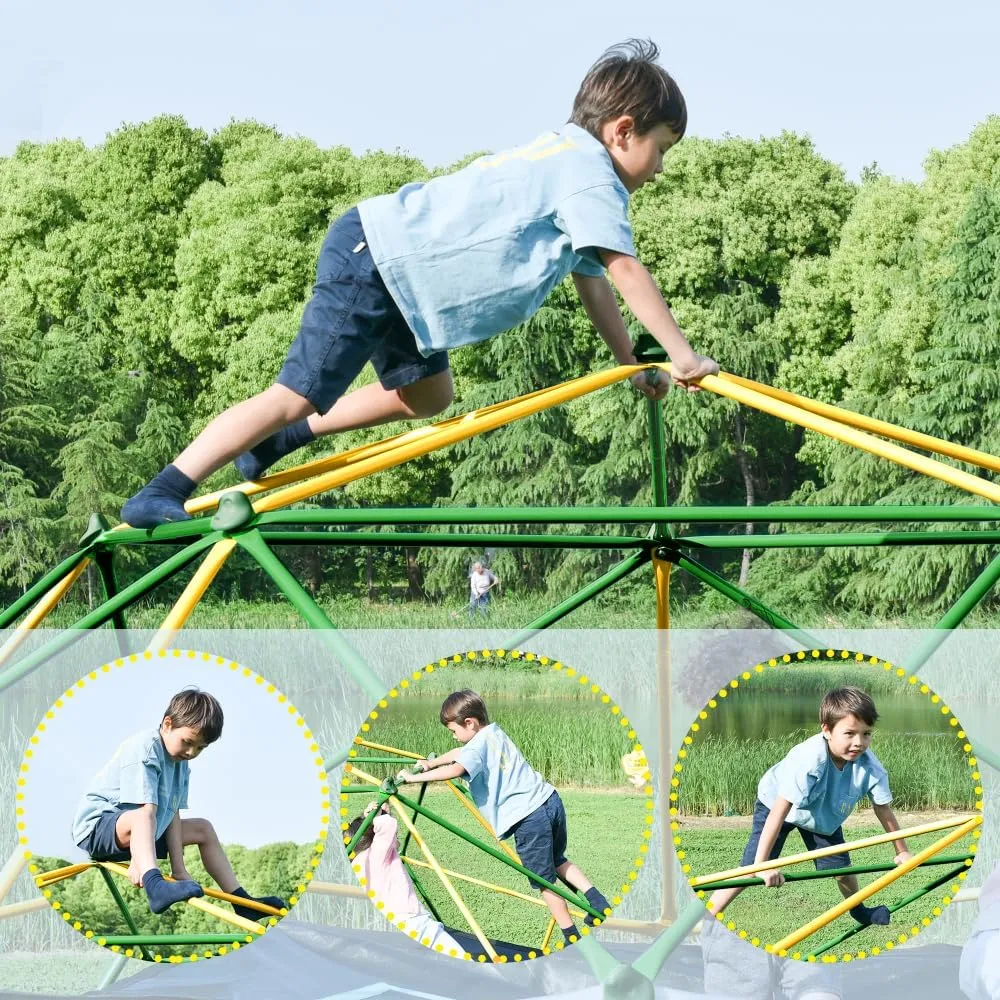 13ft Geometric Dome Climber Play Center, Kids Climbing Dome Tower, Rust & UV Resistant Steel Supporting 1000 LBS