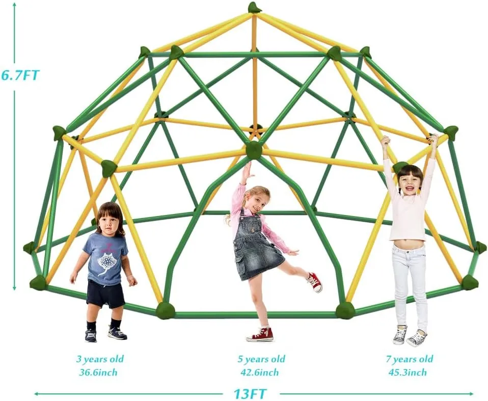 13ft Geometric Dome Climber Play Center, Kids Climbing Dome Tower, Rust & UV Resistant Steel Supporting 1000 LBS