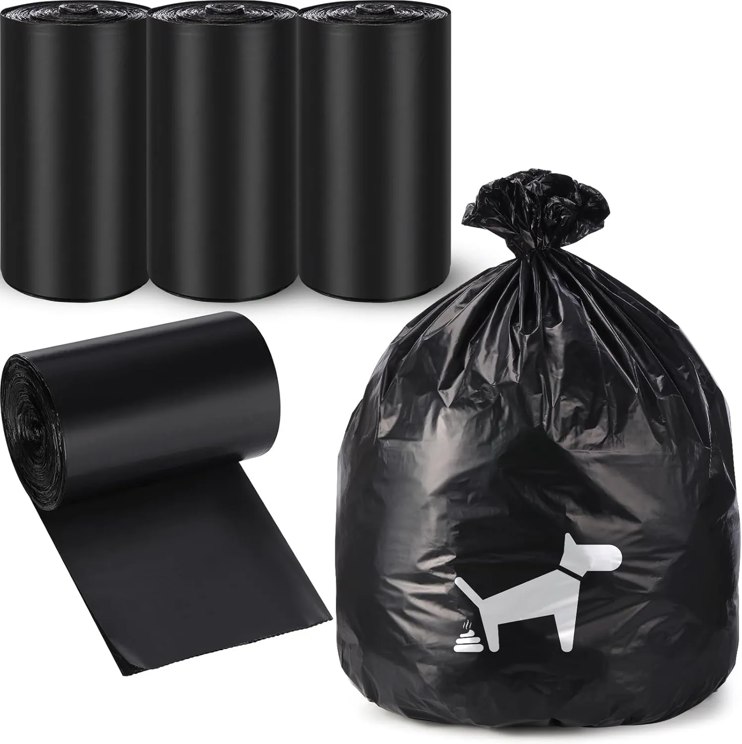 150 Pcs Dog Waste Bags Dog Poop Large Leak Proof Bags 26"x 33" pet Waste Station Can Liners Heavy Duty Pet trash Bin Liner Bag for Walking Poop Station Dispensers, 3 Rolls of 50(Black)