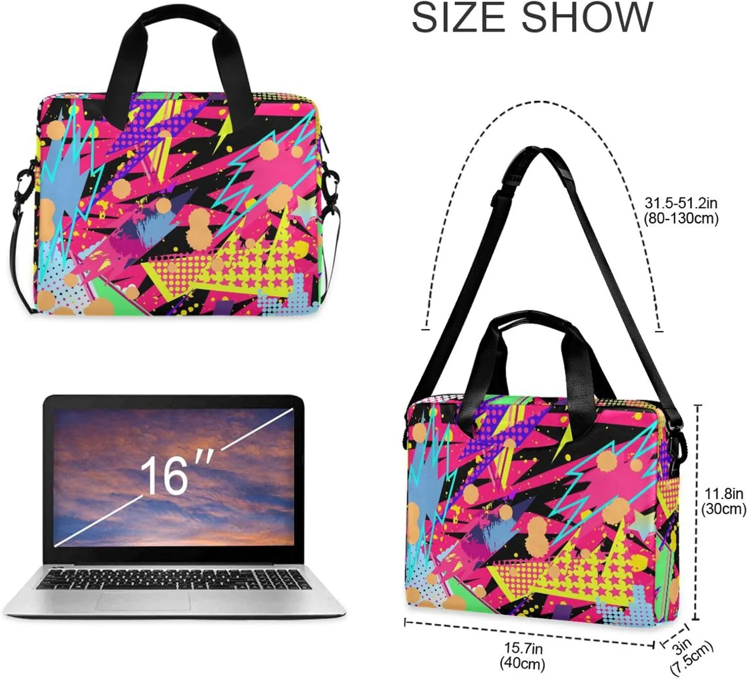 16 inch Laptop Bag Messenger Shoulder Bag for Laptop or Tablet Sleek Durable & Non-Slip Multicolor 1