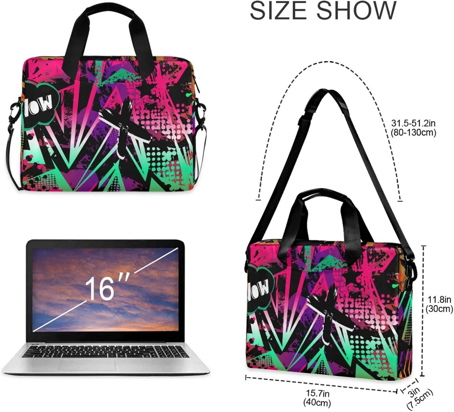 16 inch Laptop Bag Messenger Shoulder Bag for Laptop or Tablet Sleek Durable & Non-Slip Multicolor 1