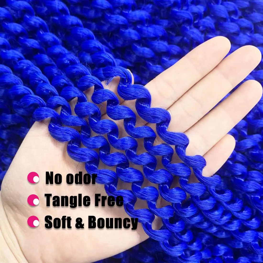 18Inch Passion Twist Hair 6Packs Passion Twist Crochet Hair Water Wave Crochet Hair (18 Inch (Pack of 6), Blue) …