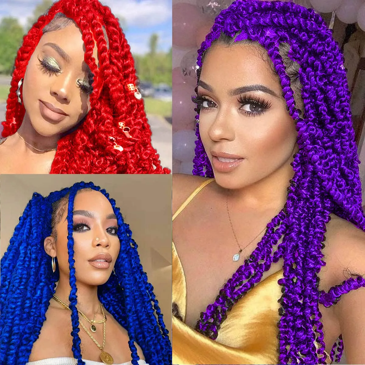 18Inch Passion Twist Hair 6Packs Passion Twist Crochet Hair Water Wave Crochet Hair (18 Inch (Pack of 6), Blue) …