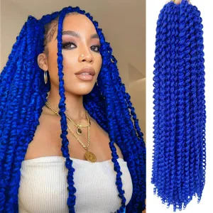 18Inch Passion Twist Hair 6Packs Passion Twist Crochet Hair Water Wave Crochet Hair (18 Inch (Pack of 6), Blue) …