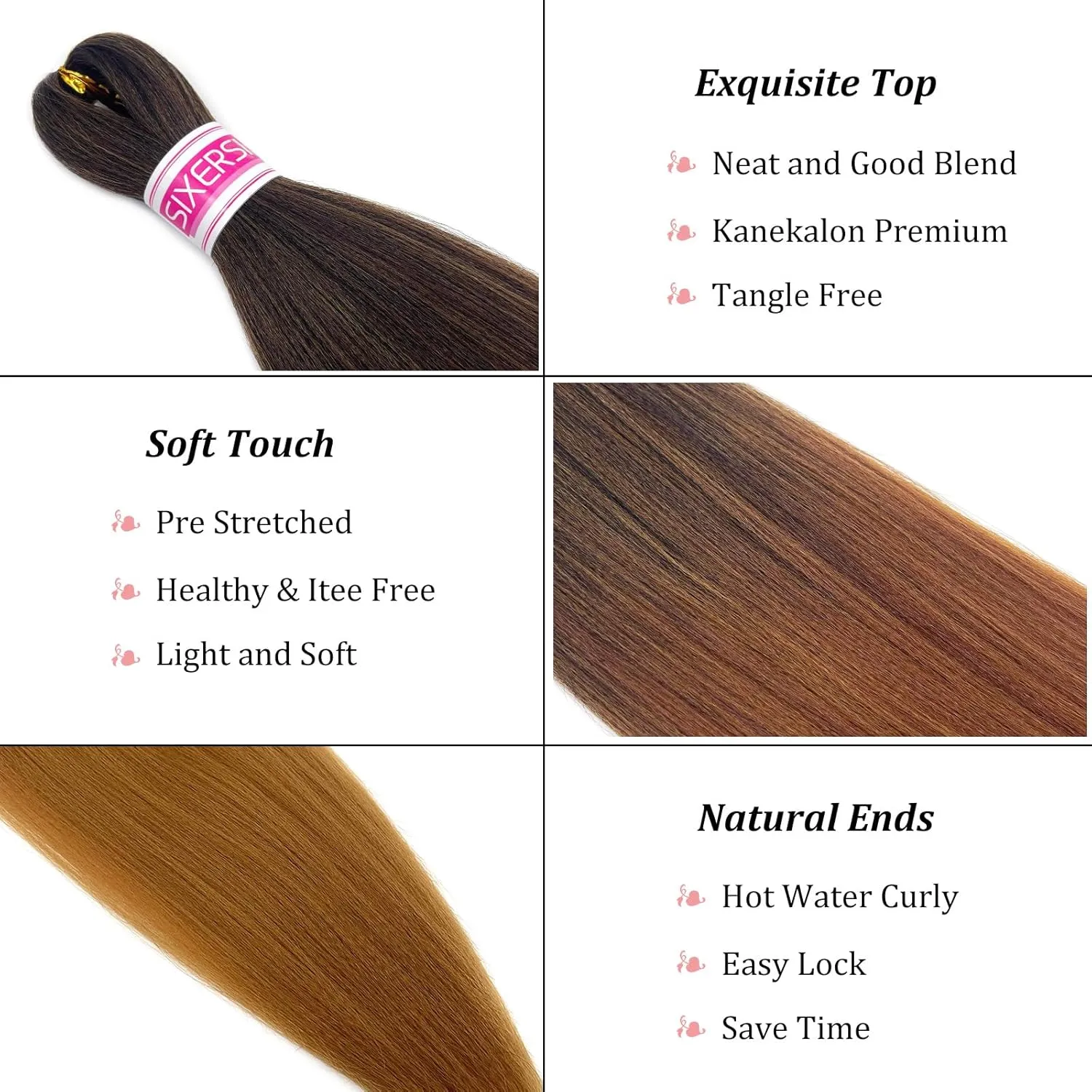 1b/30/27 Braiding Hair Pre Stretched Blonde Ombre Braiding Hair Extensions for Braids Knotless Pre Sectioned Prestretched Braiding Hair 30 inch 8 packs