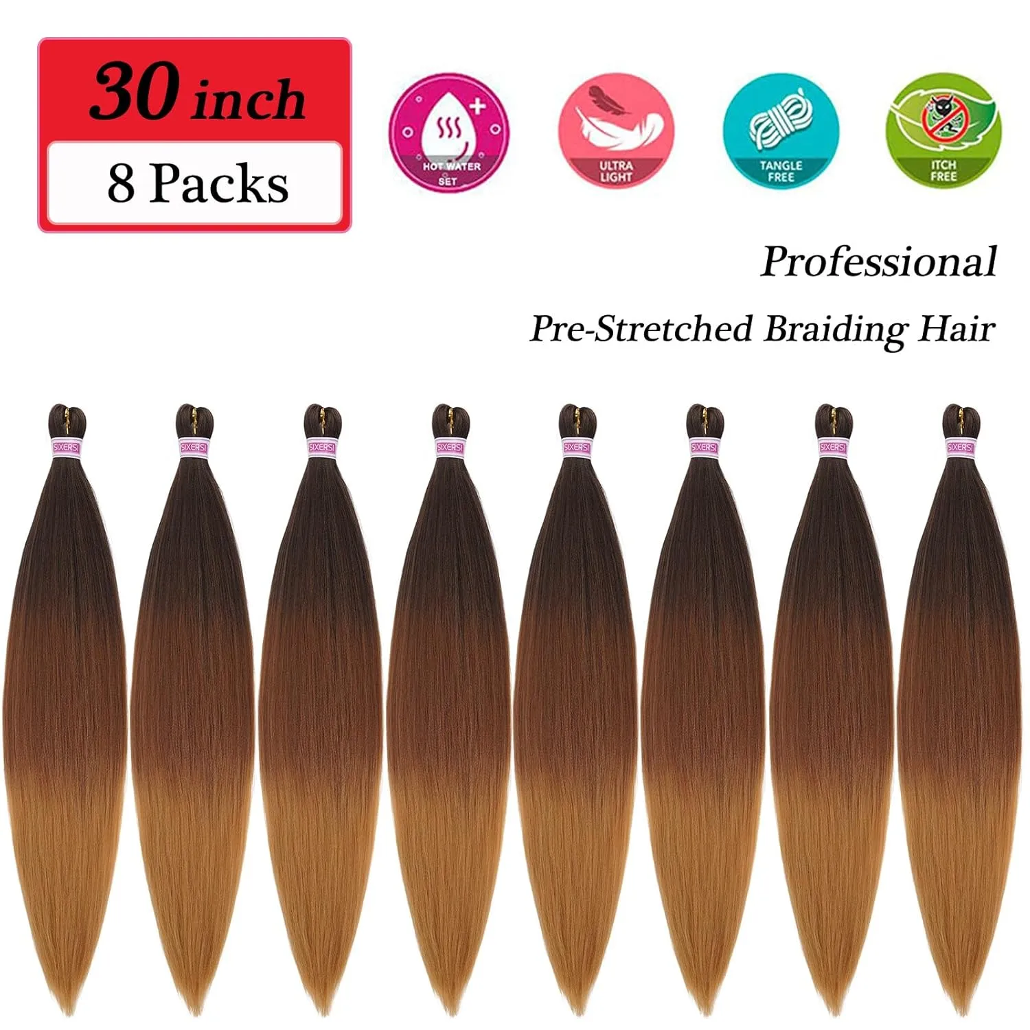 1b/30/27 Braiding Hair Pre Stretched Blonde Ombre Braiding Hair Extensions for Braids Knotless Pre Sectioned Prestretched Braiding Hair 30 inch 8 packs