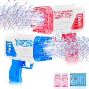 2 Pack Bubble Gun Machine for Kids Outdoor Indoor Automatic Toys Summer Birthday Gifts for 3 4 5 6 7 8   Years Old Toddlers Girls Boys Wedding Party Pink & Blue