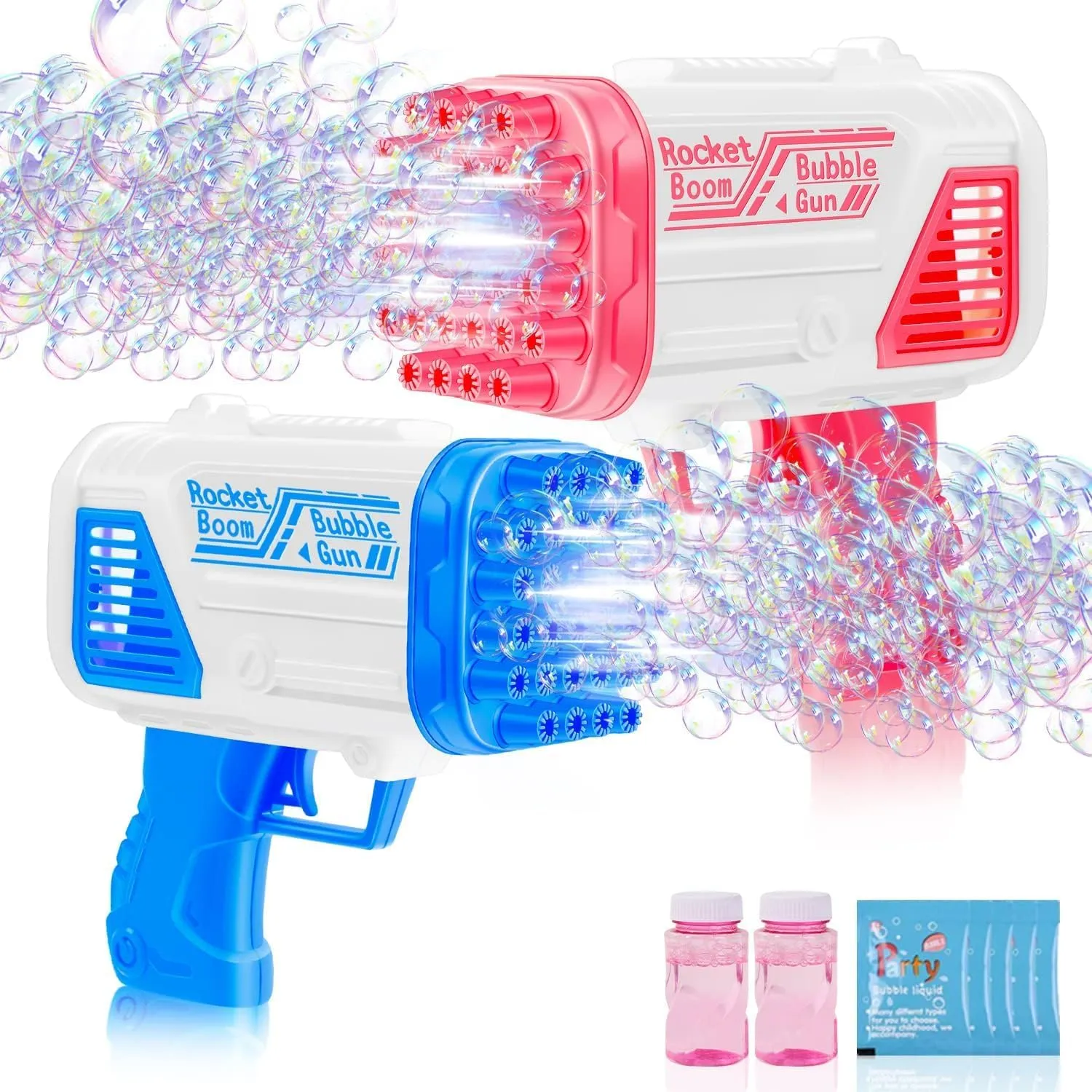 2 Pack Bubble Gun Machine for Kids Outdoor Indoor Automatic Toys Summer Birthday Gifts for 3 4 5 6 7 8   Years Old Toddlers Girls Boys Wedding Party Pink & Blue