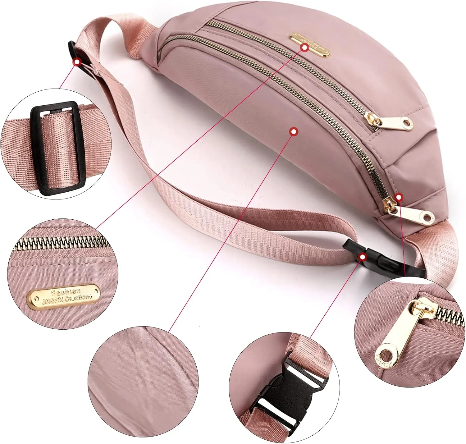 2 Pieces Fanny Packs Crossbody Waist Bag for Women Mens Waterproof Fanny Pack Belt Bag for Running Hiking Traveling