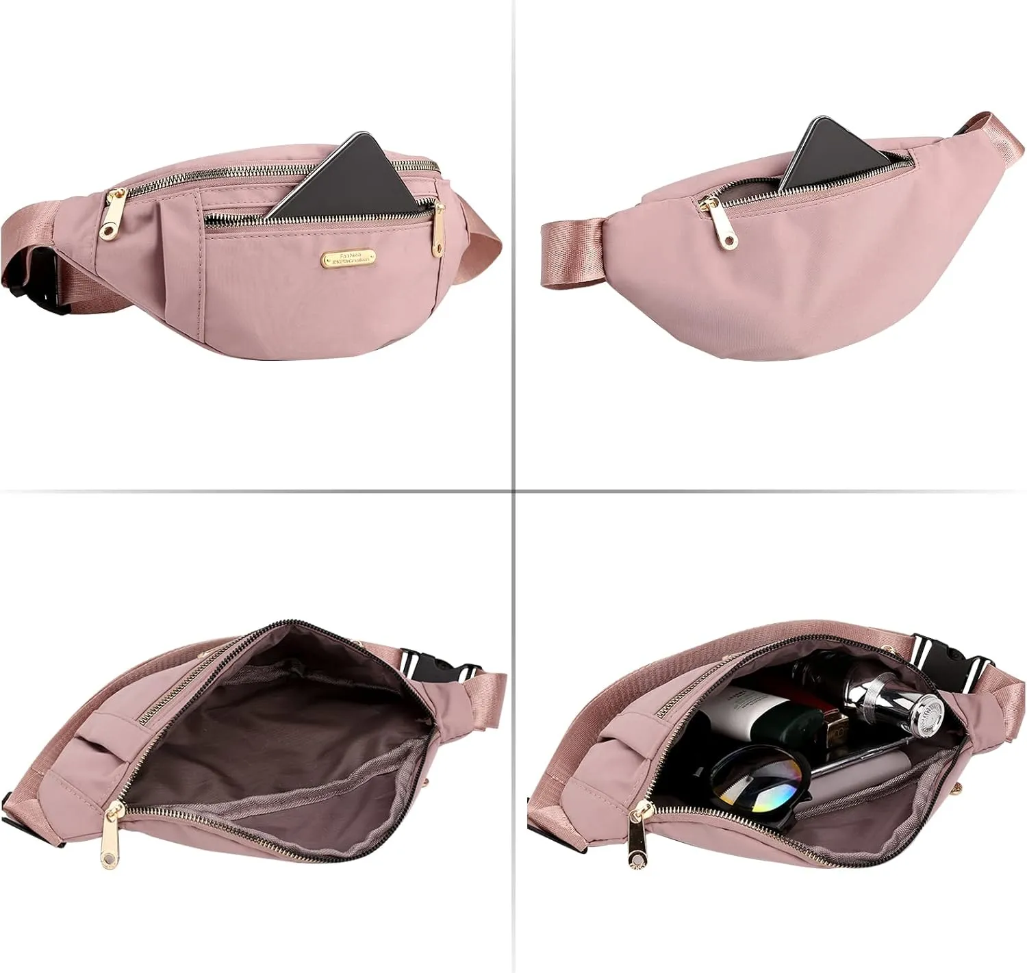 2 Pieces Fanny Packs Crossbody Waist Bag for Women Mens Waterproof Fanny Pack Belt Bag for Running Hiking Traveling