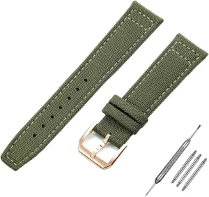 20mm 21mm 22mm Nylon Canvas Watchband for IWC PILOT Portugal PORTOFINO Fabric Watch Strap Folding Buckle Cowhide Leather Belt