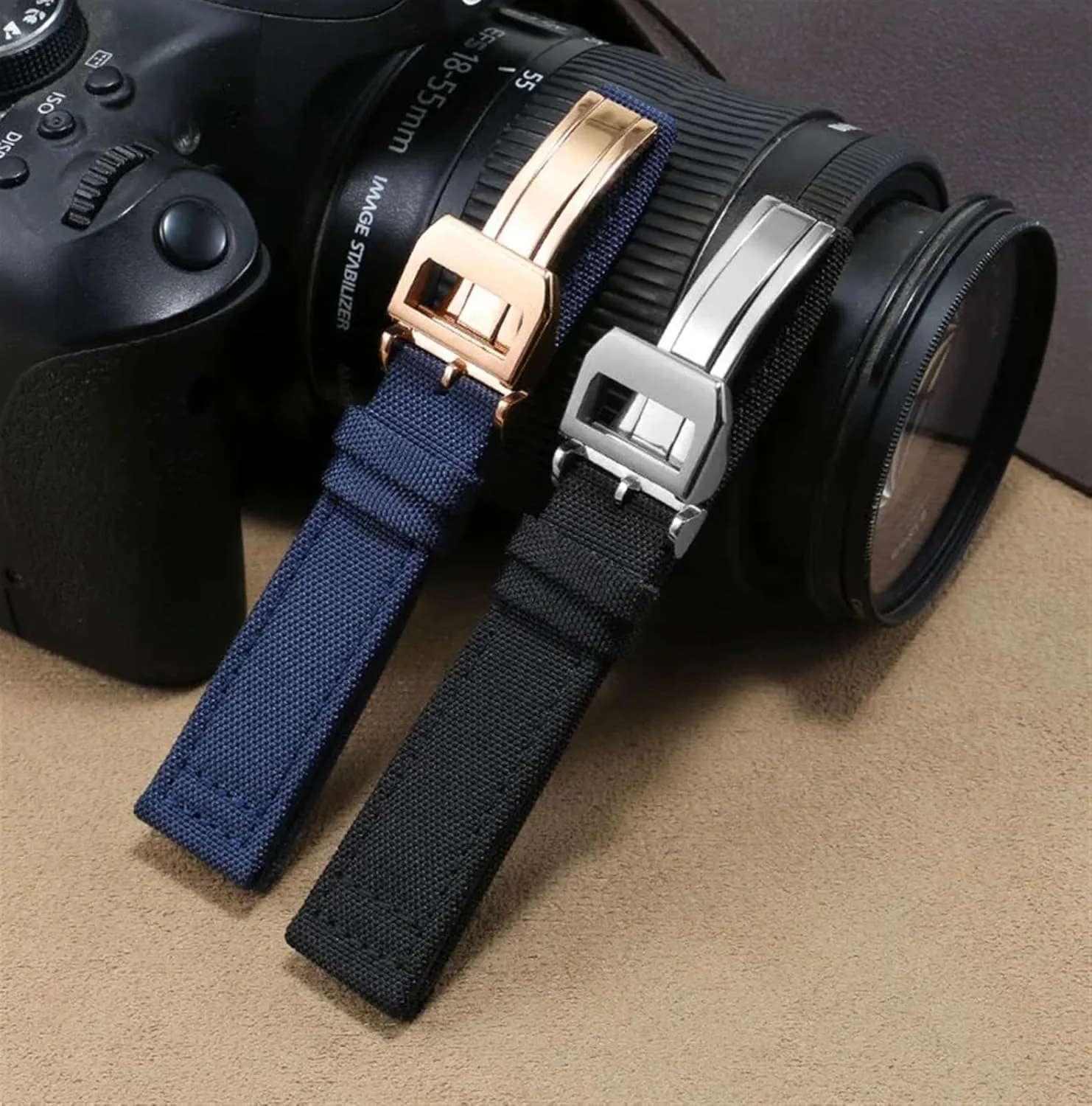 20mm 21mm 22mm Nylon Canvas Watchband for IWC PILOT Portugal PORTOFINO Fabric Watch Strap Folding Buckle Cowhide Leather Belt