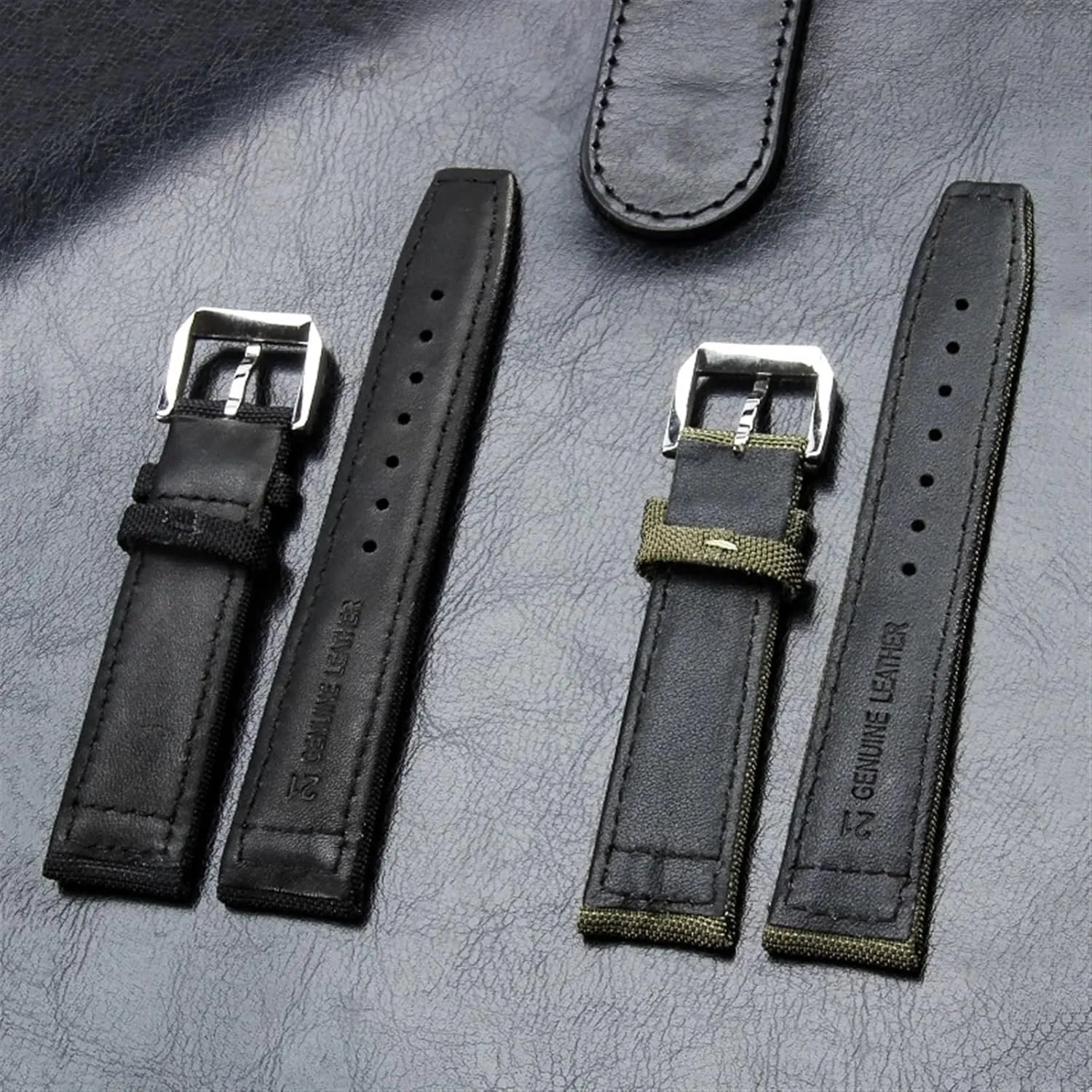 20mm 21mm 22mm Nylon Canvas Watchband for IWC PILOT Portugal PORTOFINO Fabric Watch Strap Folding Buckle Cowhide Leather Belt