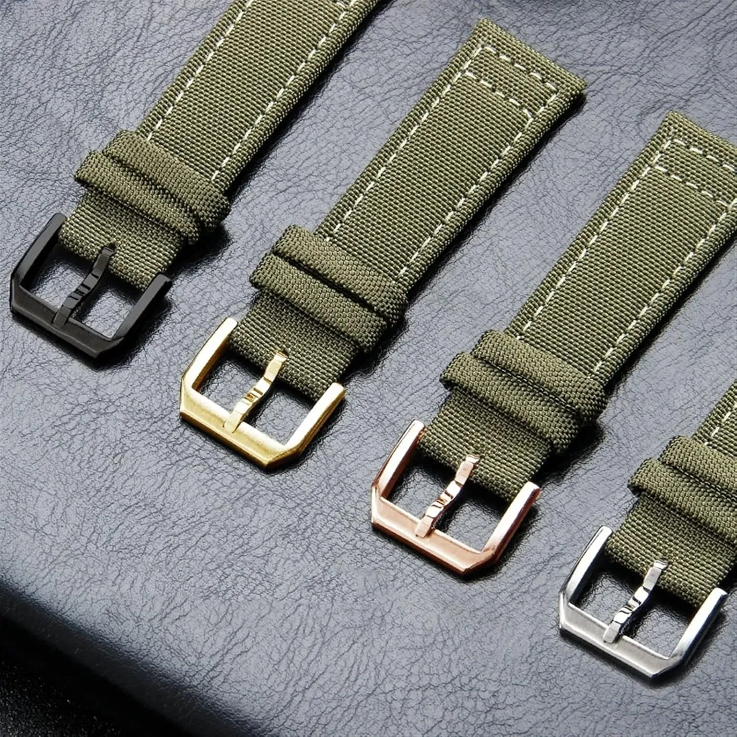 20mm 21mm 22mm Nylon Canvas Watchband for IWC PILOT Portugal PORTOFINO Fabric Watch Strap Folding Buckle Cowhide Leather Belt