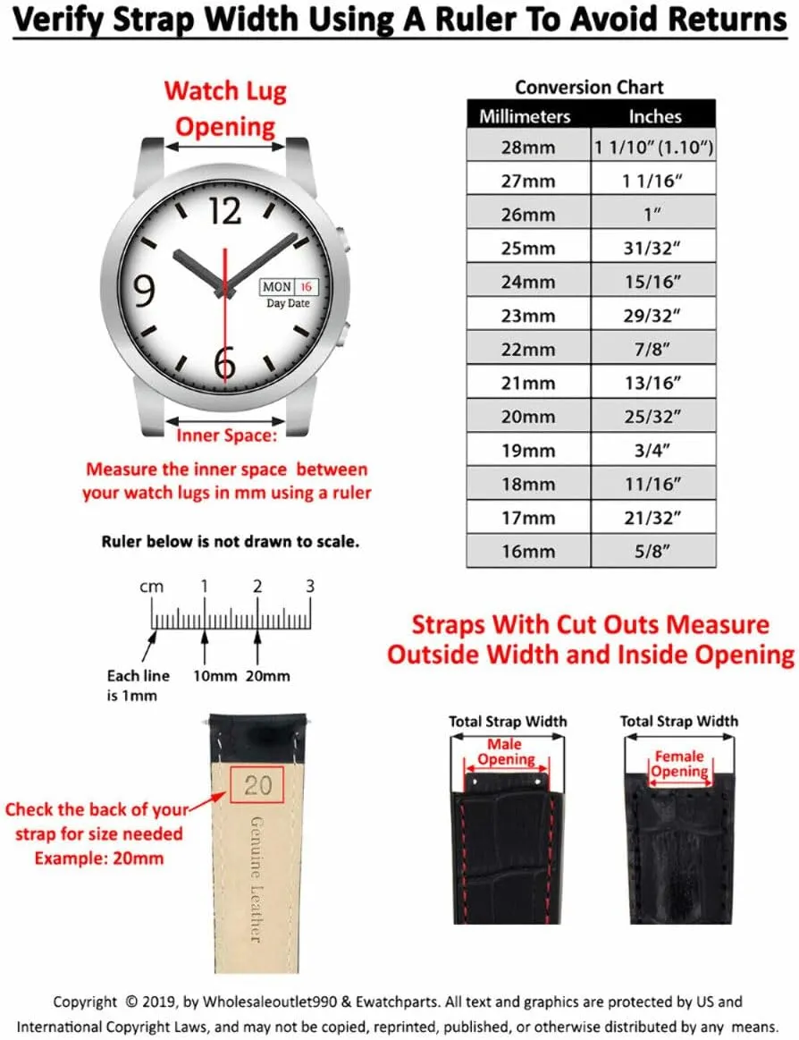 20mm Leather Watch Band Strap Compatible with Rolex Daytona 16518, 16519 Matte Finish