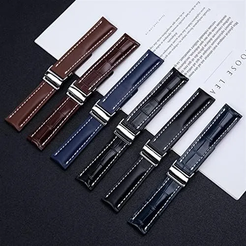 22/24mm Fit for Breitling Strap Italy Genuine Leather Watch Band Premier B01 Colt Chronograph Avenger Aviator 8 316L Buckle