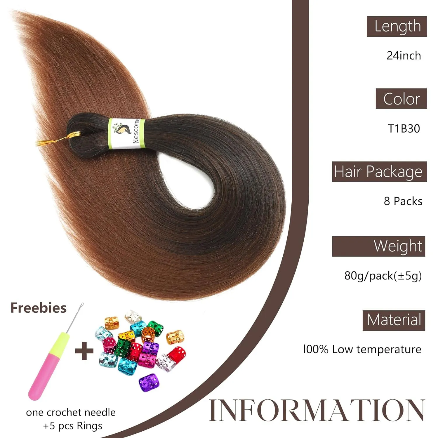 24inch ombre Braiding Hair Pre Stretched T1B30,8 packs pre stretched braiding hair for black Girl,tone ombre braiding PreStretched yaki texture Hair Extensions
