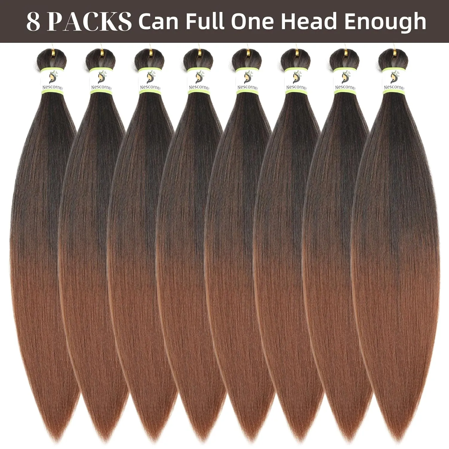 24inch ombre Braiding Hair Pre Stretched T1B30,8 packs pre stretched braiding hair for black Girl,tone ombre braiding PreStretched yaki texture Hair Extensions