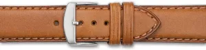 24mm Tan Full Oil Leather Stainless Steel Watch Band 7.75"