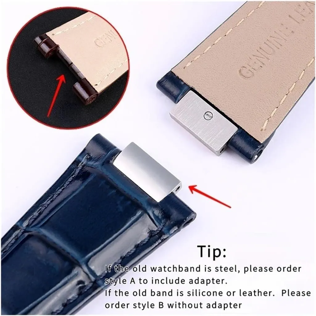 25X13mm Notch Genuine Leather Watch Strap   Connector Fit For Patek Philippe Nautilus 5711 5726 5712g Watchband Wristband Bracelet