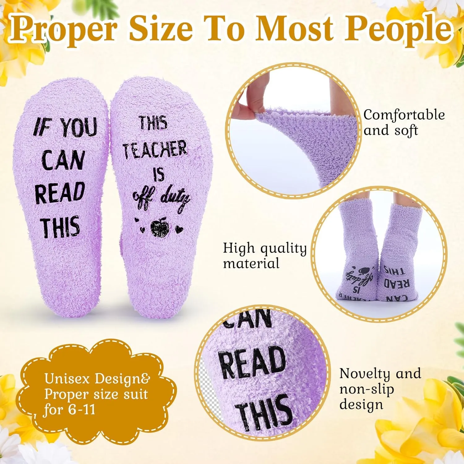 28 Pcs Teacher Appreciation Gifts If You Can Read This Teacher Socks 14 Style Teacher Makeup Bags for Graduation Teachers Day(Rainbow,Coral Fleece)