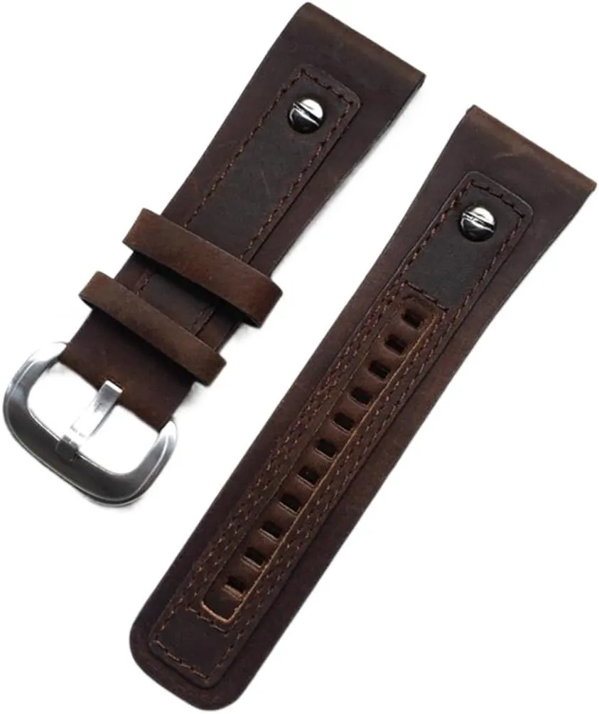 28mm Classical Genuine Leather Watchband With Rivet For Seven Friday Watch Strap Black Brown Wrist Bracelet Pin Buckle