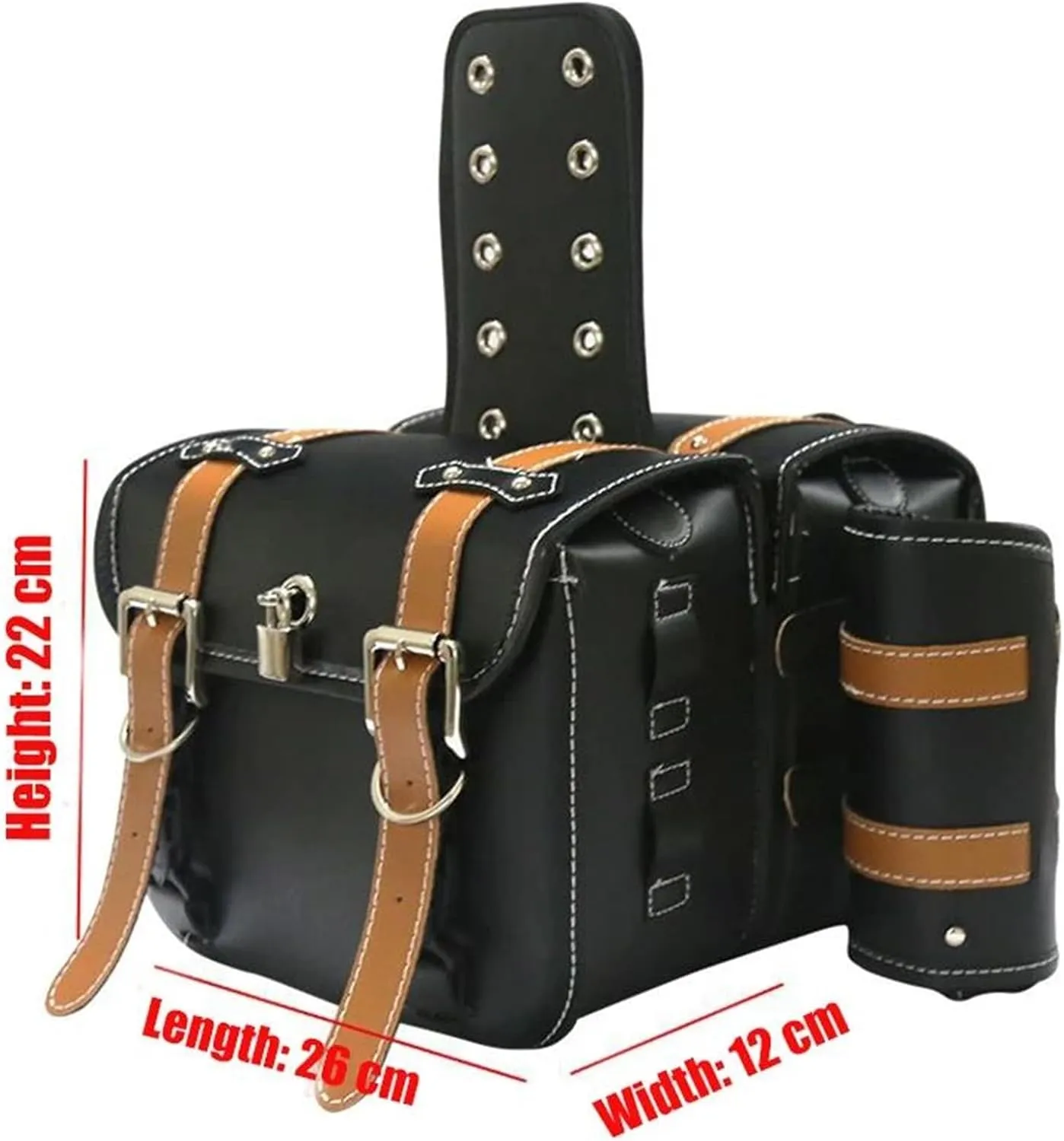 2X Motorcycle Saddlebag Leather Motorcycle Saddle Bags for Yam&aha Star VMAX(Black Brown A)