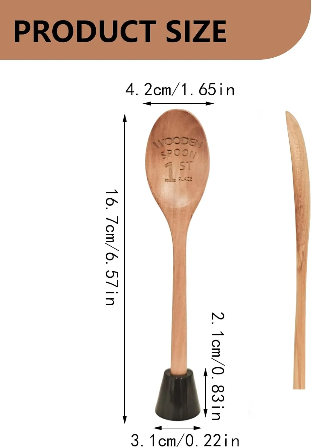 3 Pcs Chili Cook Off Trophies Set, Spoon Award Trophies Wooden, Laser Engraved Spoon with Wooden Trophy Base for Chili Cook Off Prizes Baking Contest Food Competition Party Supplies