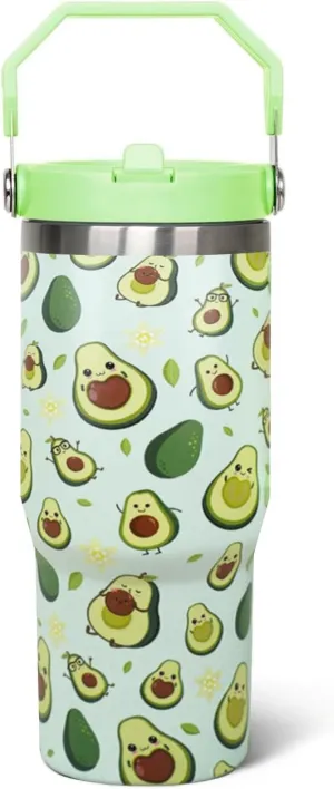 30 Oz Avocado Flip Tumbler With Handle,Avocado Coffee Travel Mug Cup Water Bottle,Avocado Gifts for Women,Avocado Decor Stuff Accessories