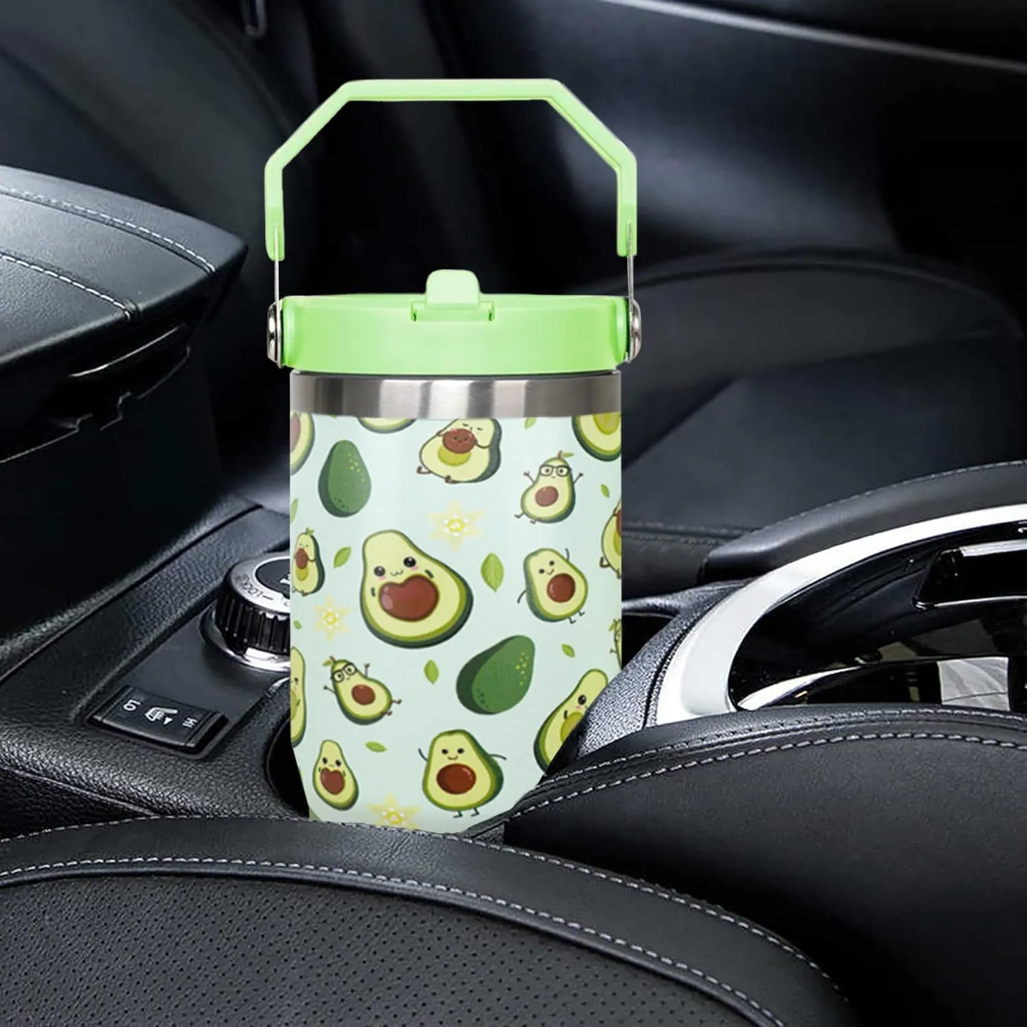 30 Oz Avocado Flip Tumbler With Handle,Avocado Coffee Travel Mug Cup Water Bottle,Avocado Gifts for Women,Avocado Decor Stuff Accessories