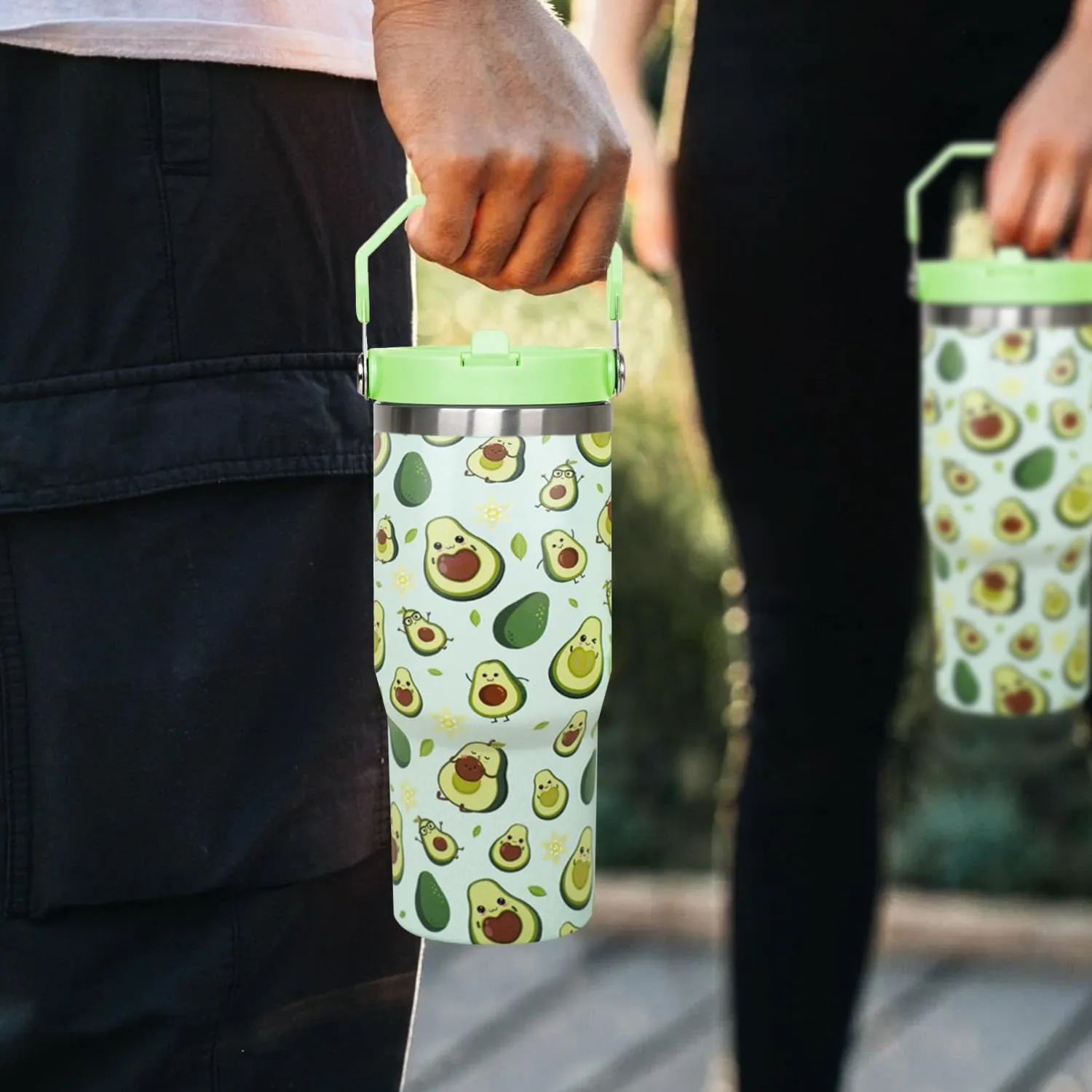 30 Oz Avocado Flip Tumbler With Handle,Avocado Coffee Travel Mug Cup Water Bottle,Avocado Gifts for Women,Avocado Decor Stuff Accessories