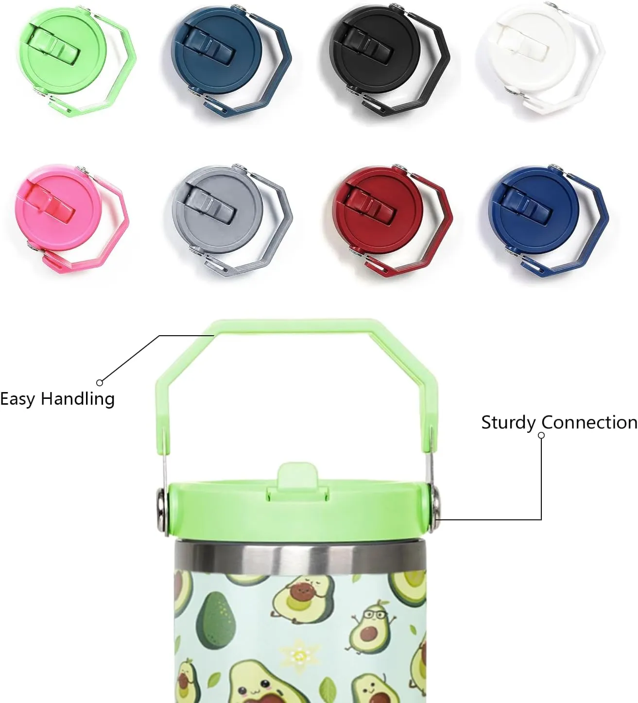 30 Oz Avocado Flip Tumbler With Handle,Avocado Coffee Travel Mug Cup Water Bottle,Avocado Gifts for Women,Avocado Decor Stuff Accessories